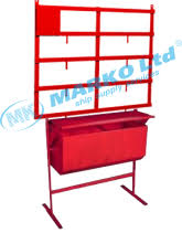 Open-type fire-fighting equipment stand with a tipping sandbox photo :: Marko Ltd