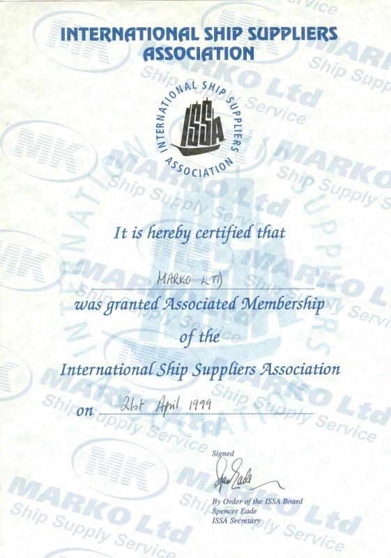 ISSA Associated Membership Certificate